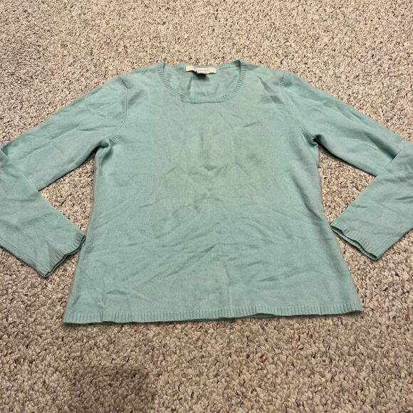 Chadwick's 100% Cashmere Sweater Crewneck Sz M Light Blue Quiet Luxury Preppy - Picture 1 of 5